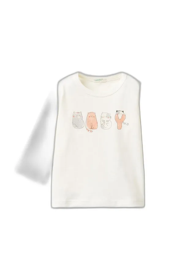 Benetton 3ATNA1055 t-shirt bimbo manica lunga bianco taglia 50