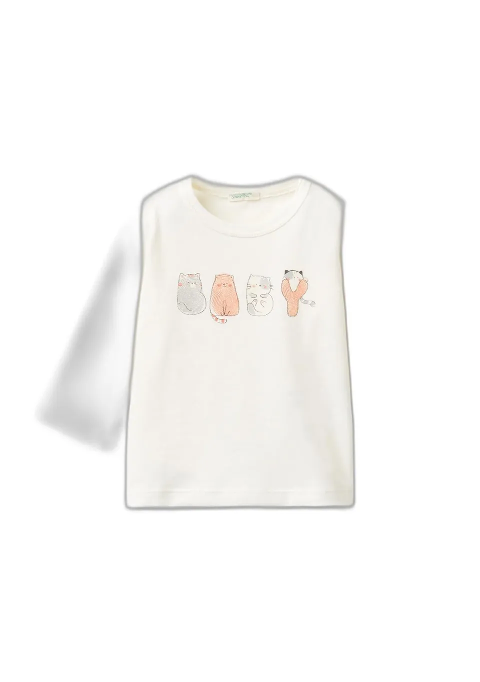 Benetton 3ATNA1055 t-shirt bimbo manica lunga bianco taglia 50
