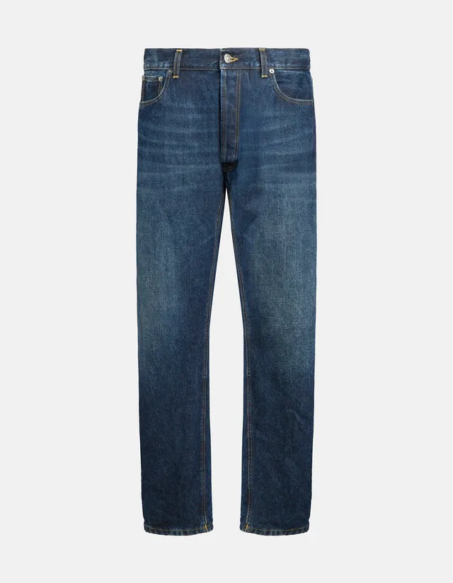 Dondup Yui UP724 Tapered Jeans Uomo Blu Denim Cotone