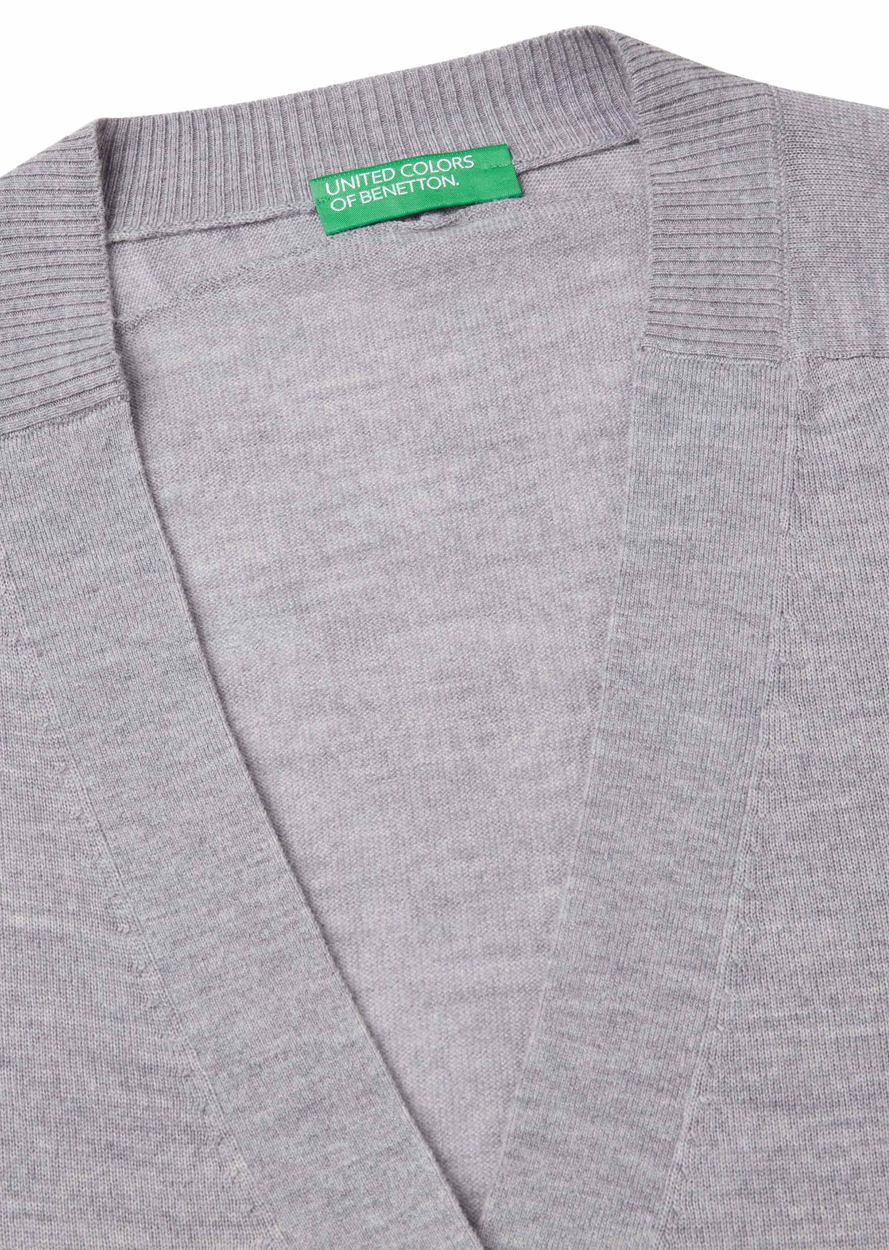 Benetton Maglieria Cardigan M/L Lana Merino Extra Fine Tasche