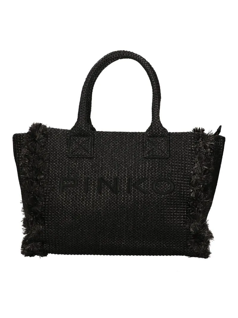 Pinko Beach Raffia 106673 A39Y borsa shopper nero rafia