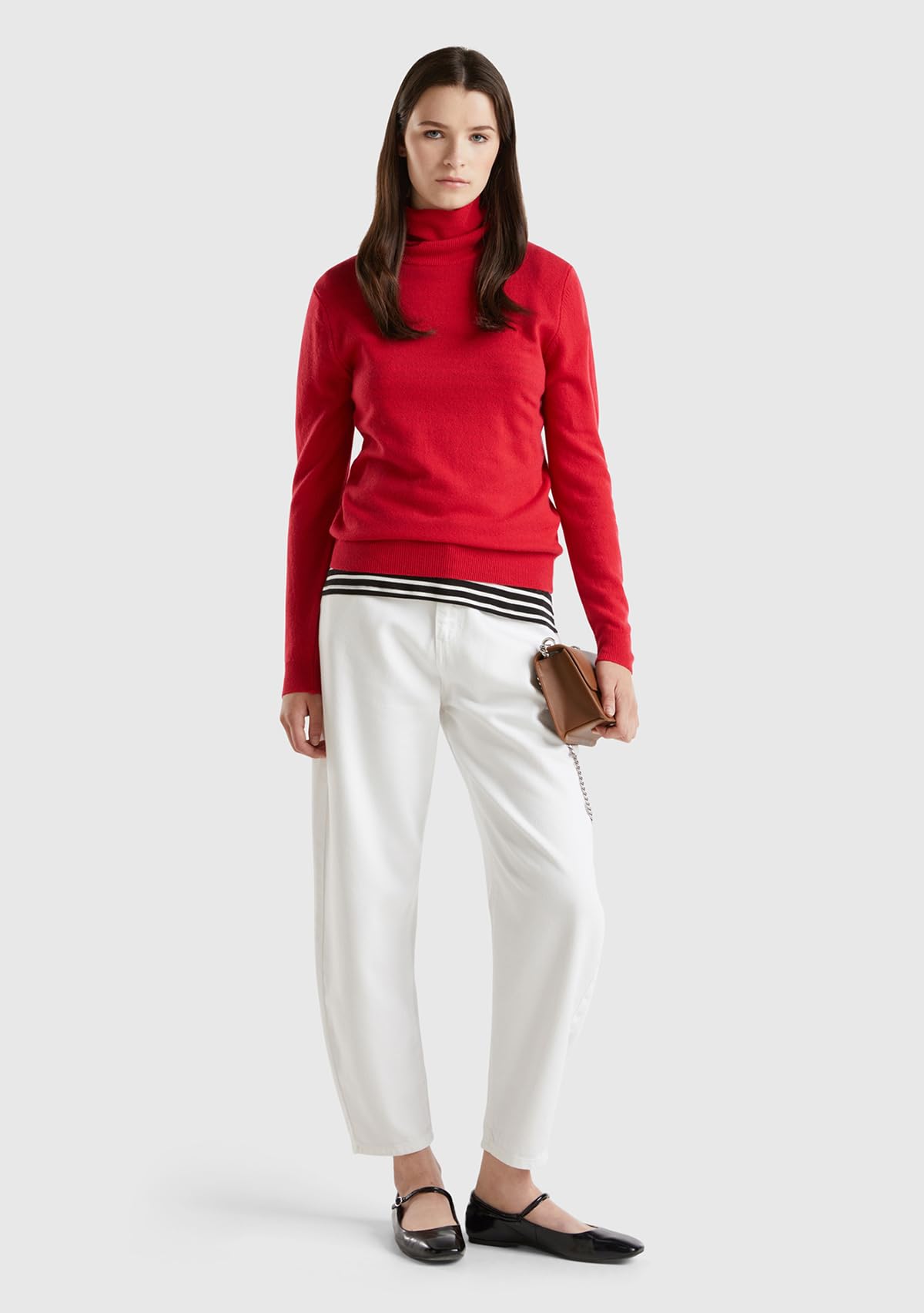 Benetton 1002d2348 Maglia Donna L Collo Alto Lana