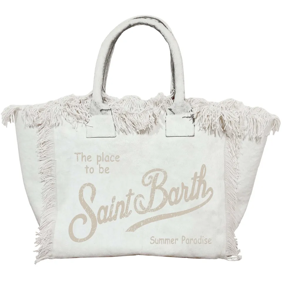 MC2 Saint Barth Vanity borsa bianco beige canvas cotone