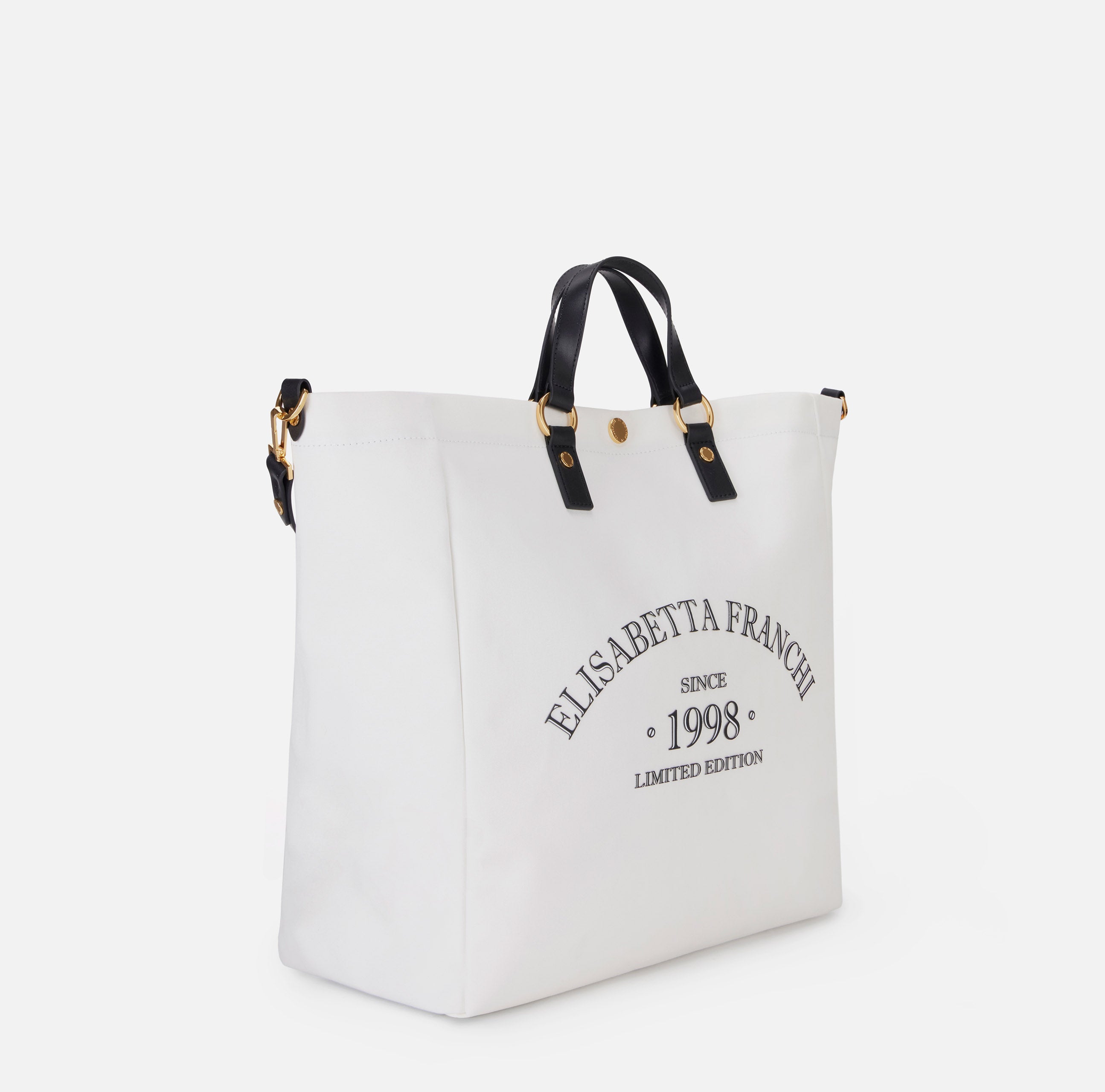 Elisabetta Franchi BS14A62E2 borsa tote avorio canvas