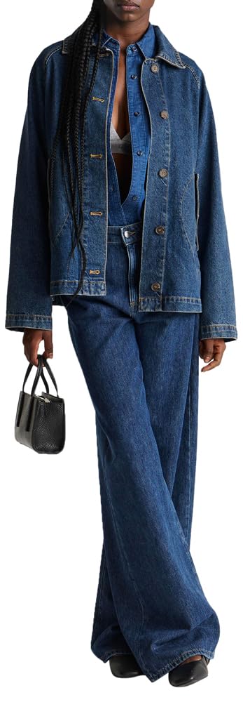 Benetton 43UNDE02B jeans donna blu wide fit cotone