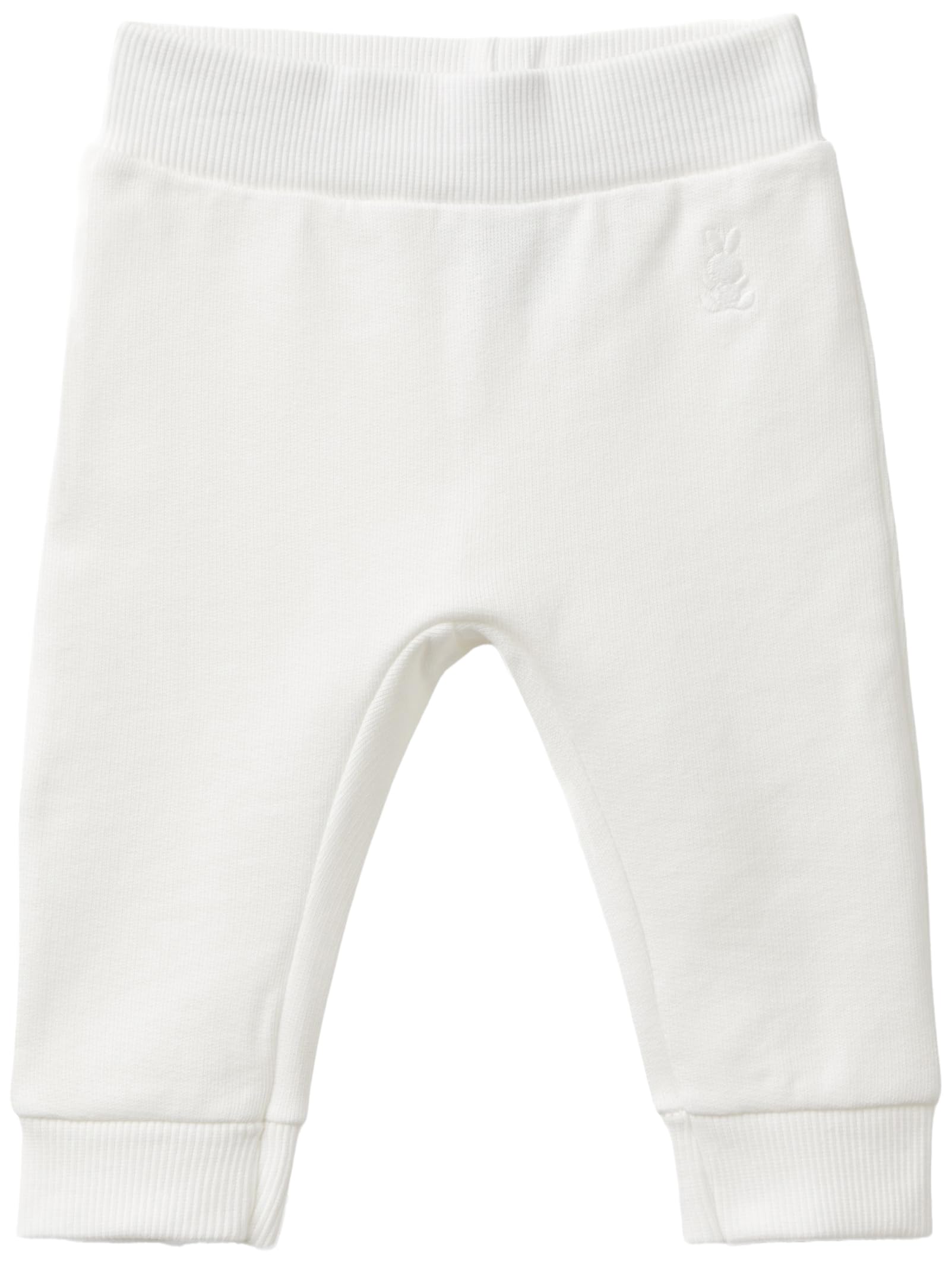 Benetton Pantaloni Felpa Bimbi 50 Bianco Ricamo Coniglietto