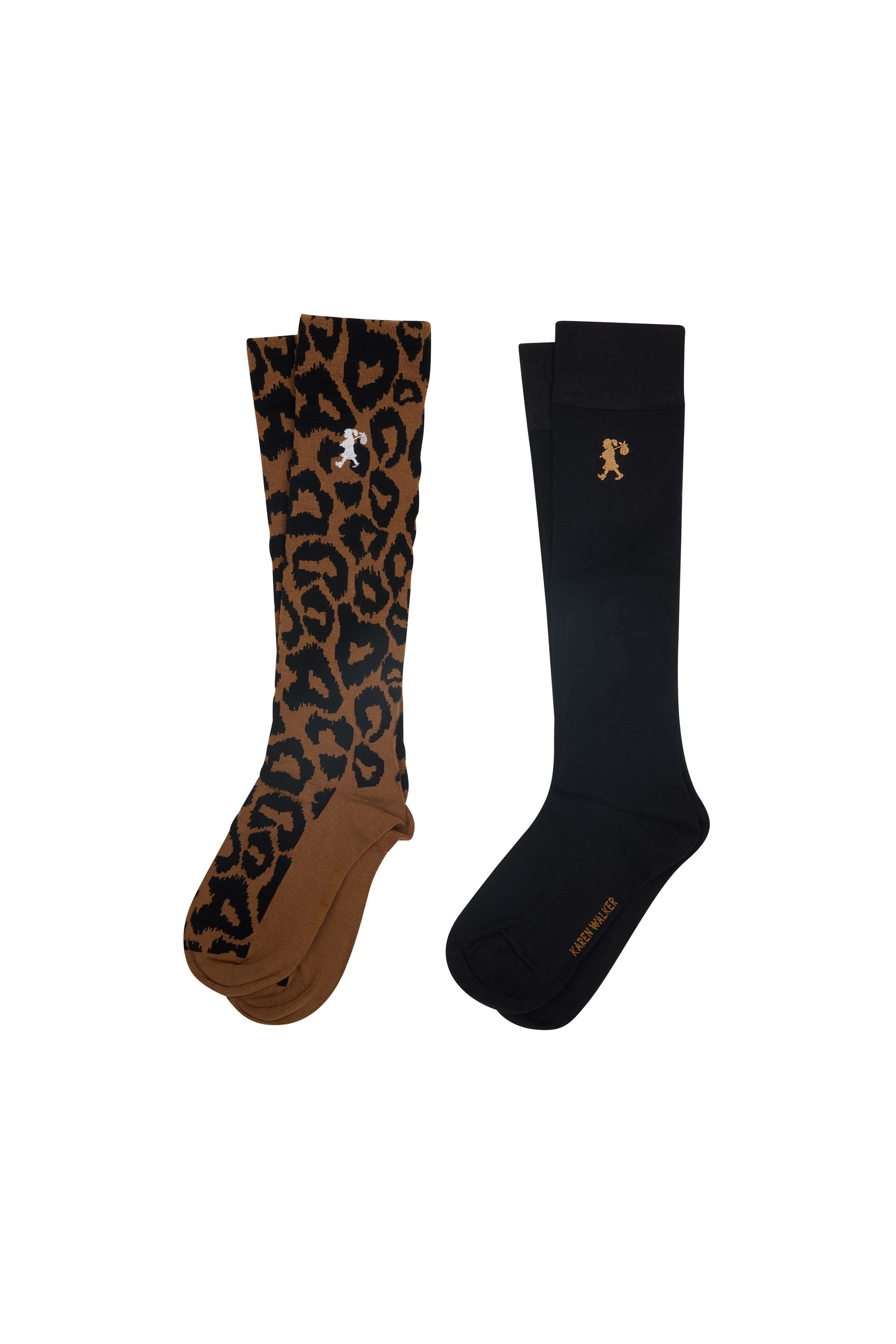 Karen Walker Leopard calze al ginocchio 2 pack bamboo