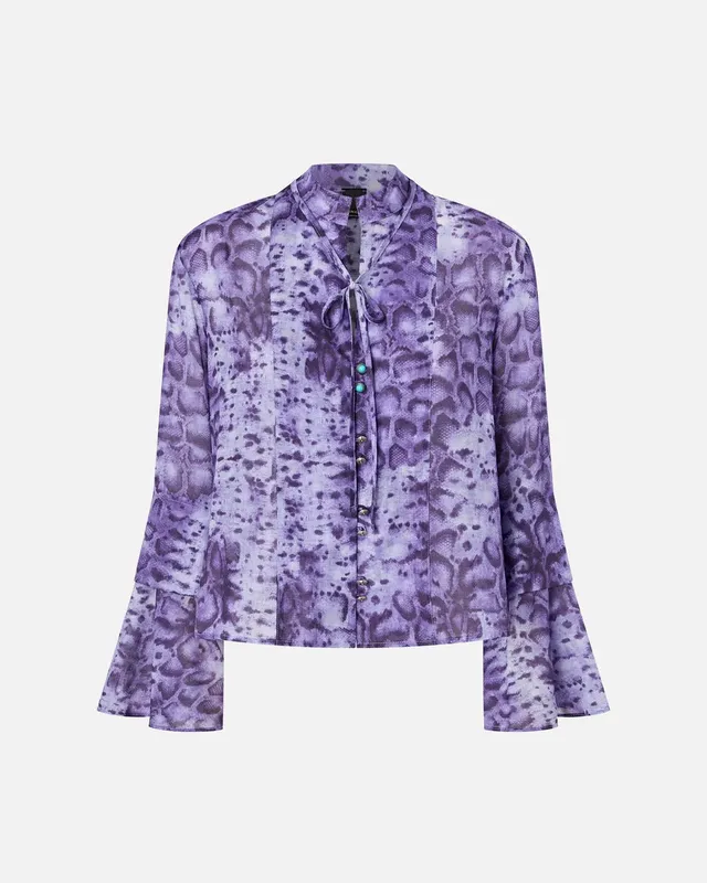 Pinko Caracalla 106880 A3AP blusa viola pitonata