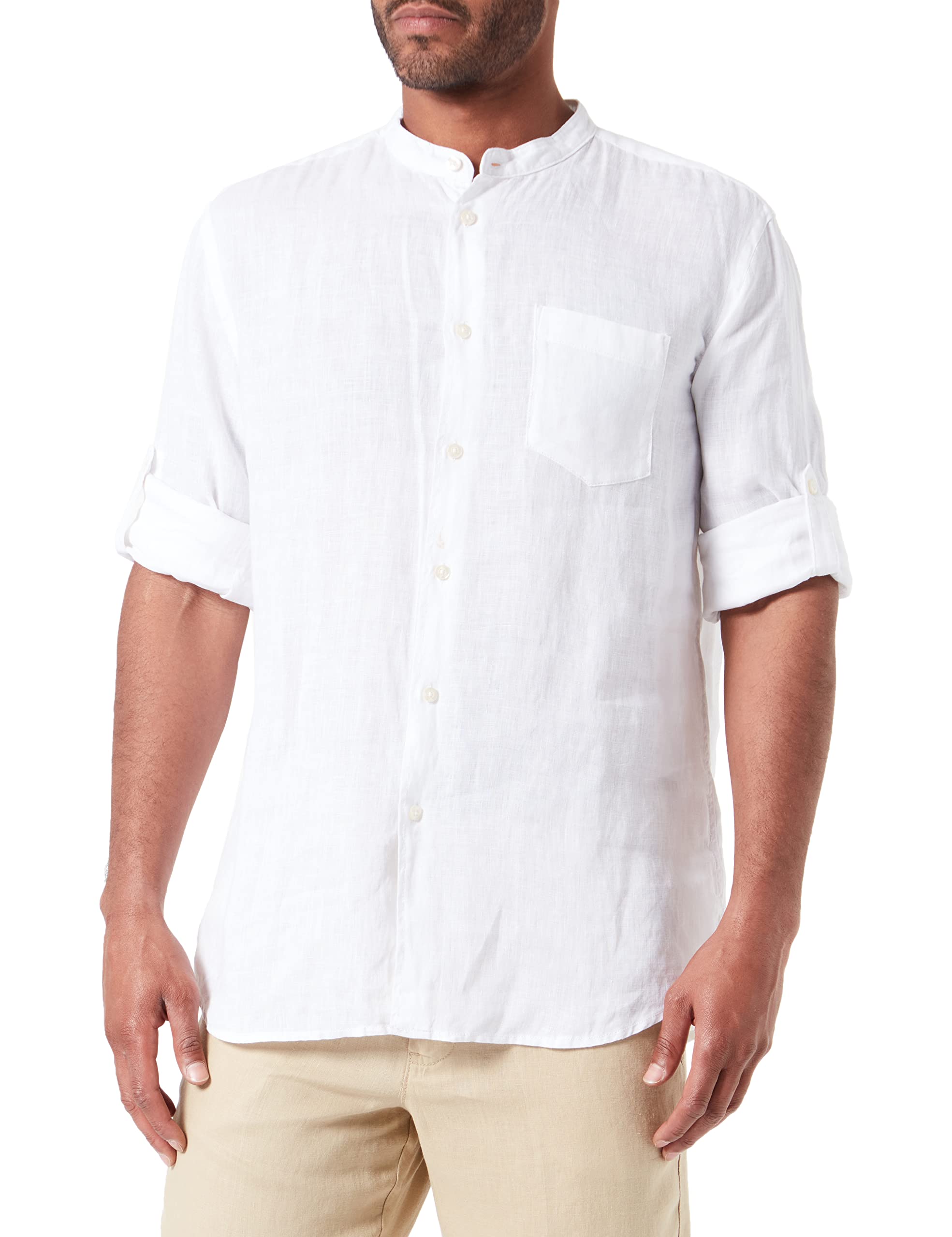 Benetton 5bku5ql08 Camicia Lino Uomo Righe 934