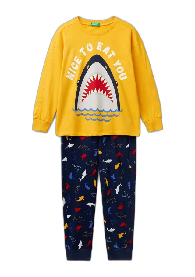 Benetton 3vr50p07j pigiama bambino taglia 90 cotone