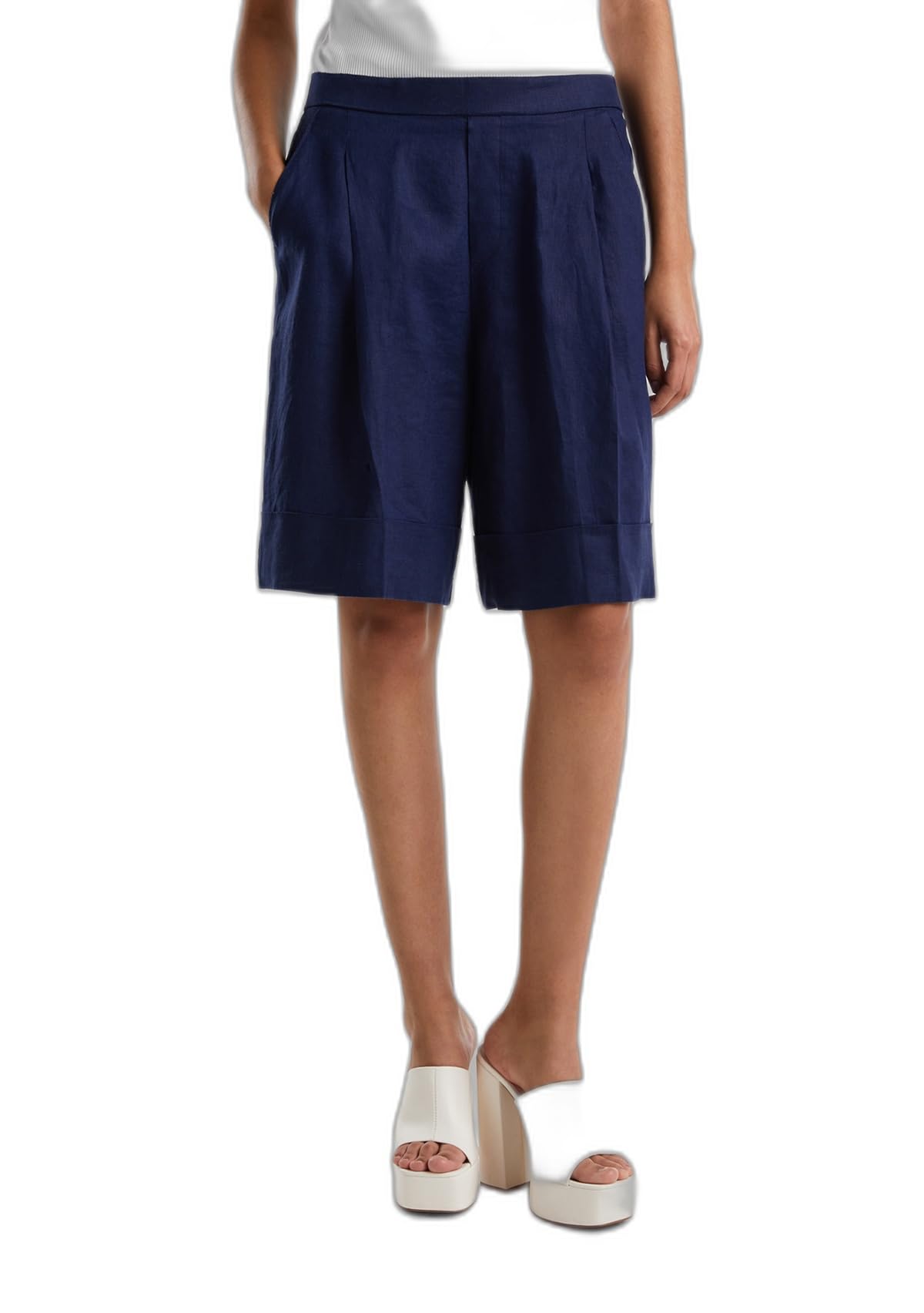 Benetton Bermuda Donna Lino Pantaloncini Taglia XXS