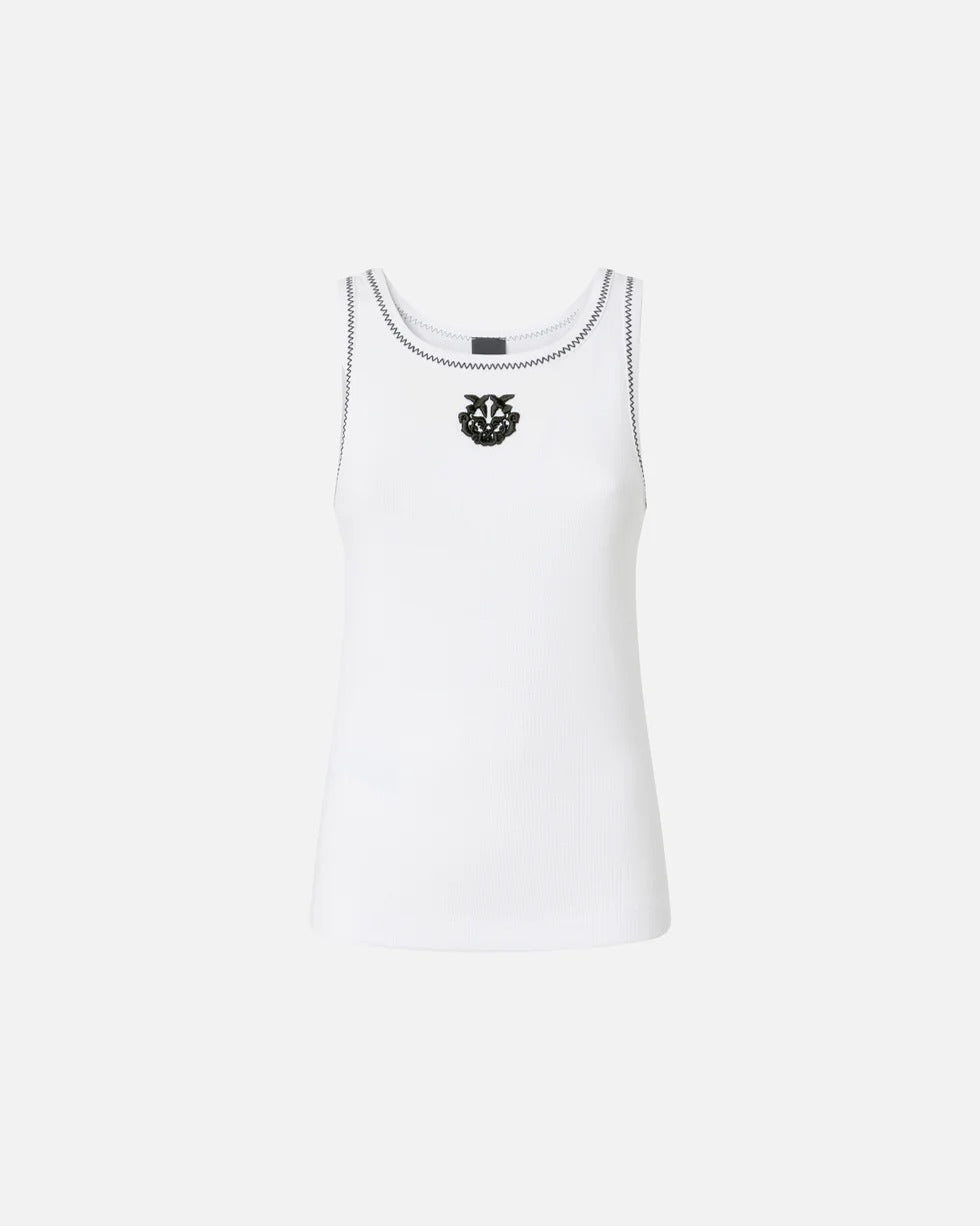 Pinko Bitetto 106816 A3AL canotta bianco/nero cotone