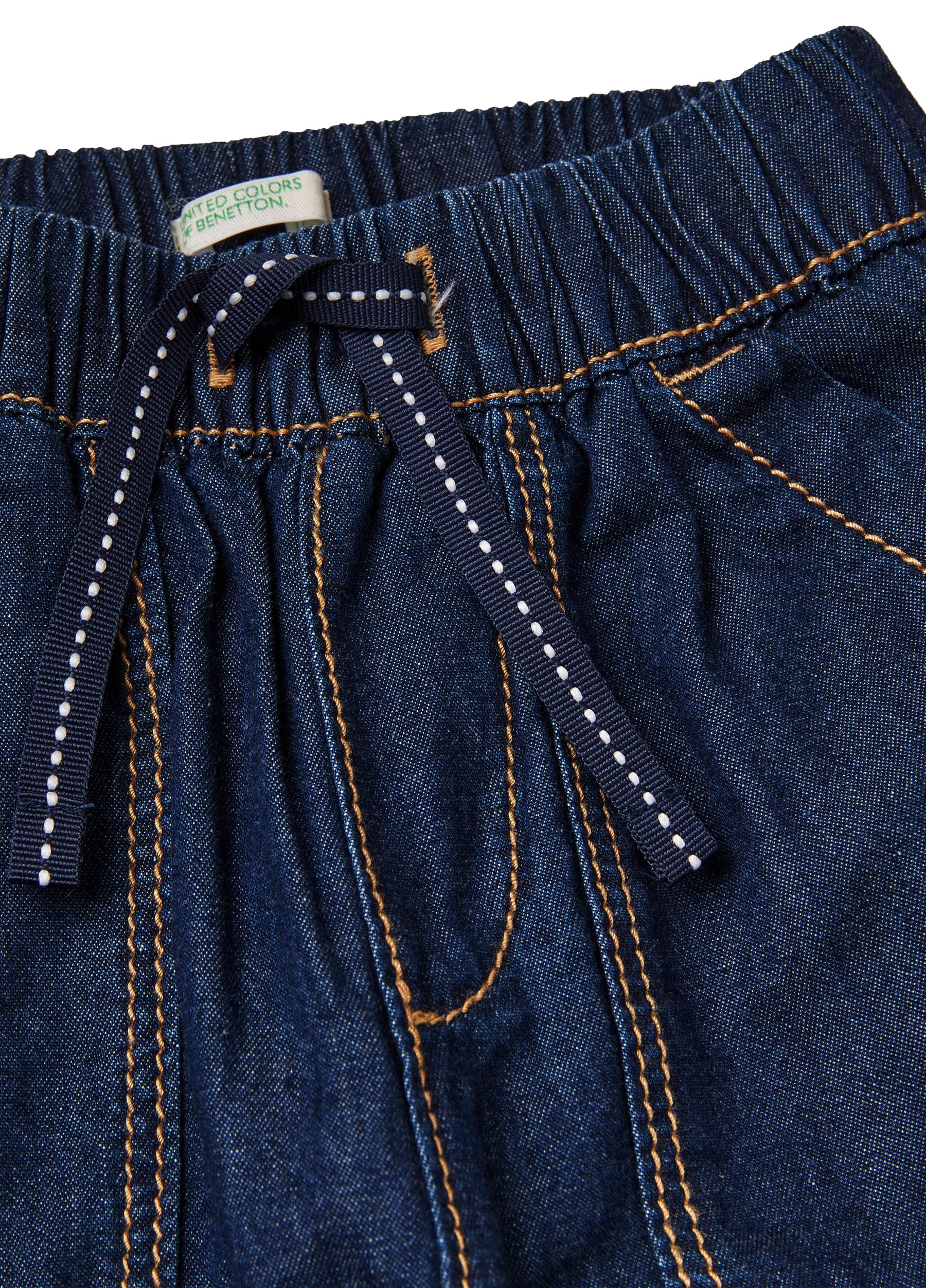 Benetton Pantalone Chambray Jersey Melange Bimbo Coulisse