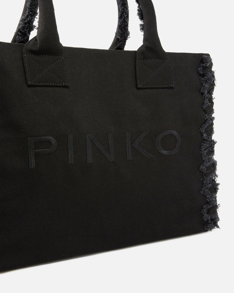 Pinko Shopper Beach Canvas 106673 A3A4 borsa nero cotone