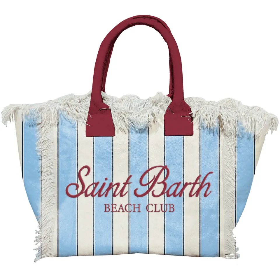 MC2 Saint Barth Vanity Borsa Mare Righe Azzurro Bordeaux