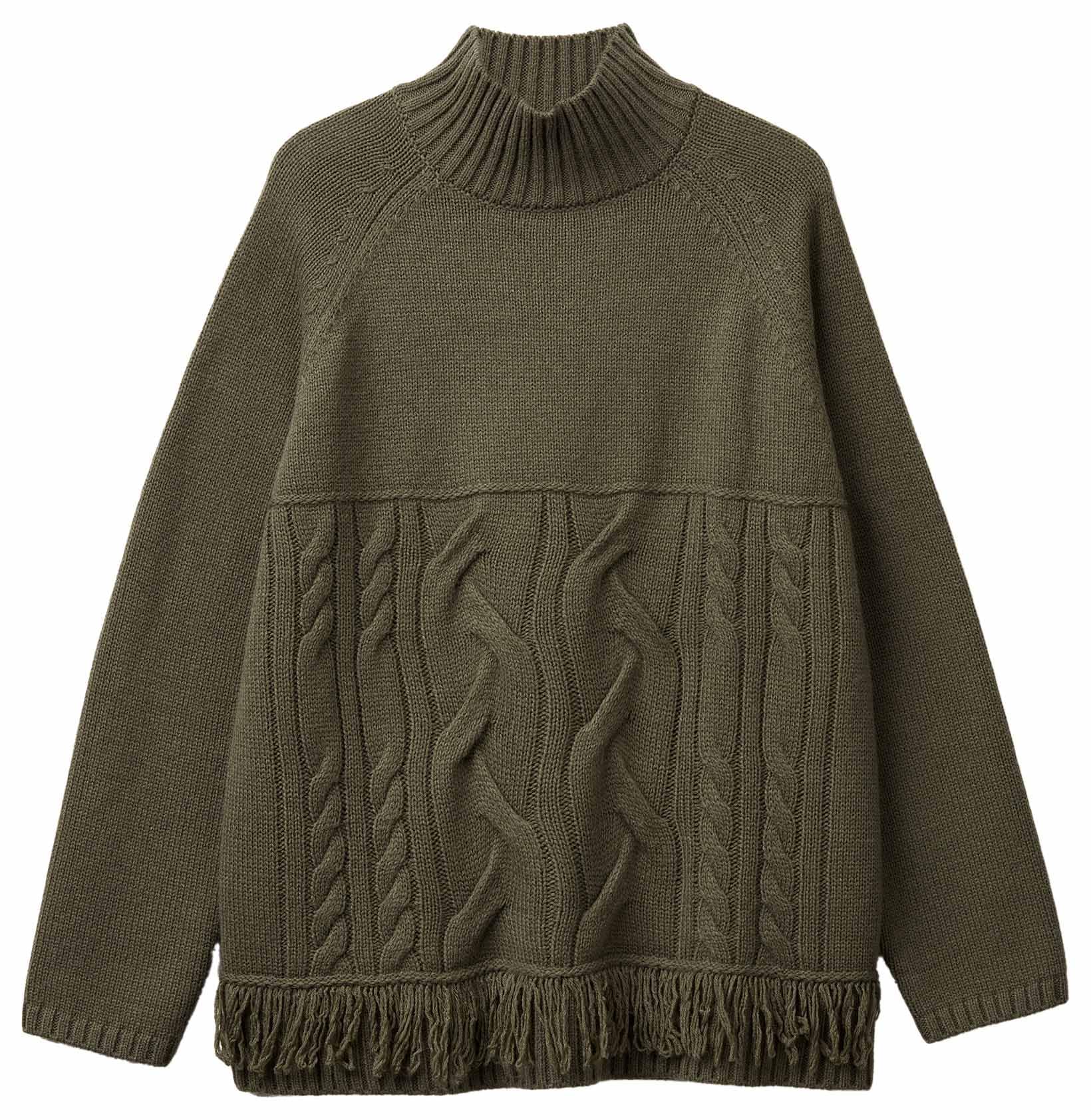 Benetton 191vd204a Maglione Donna Collo Alto Verde