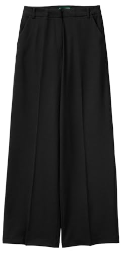 Benetton 4962DF07F pantaloni donna neri gamba ampia