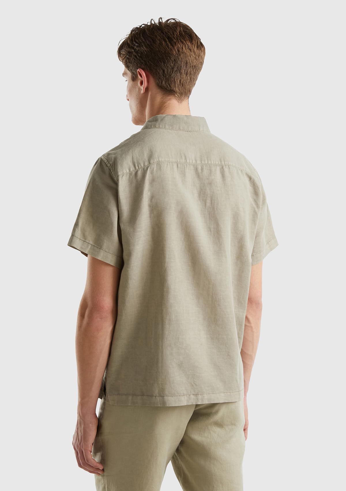 Benetton Camicia Uomo Resort Misto Lino Manica Corta M