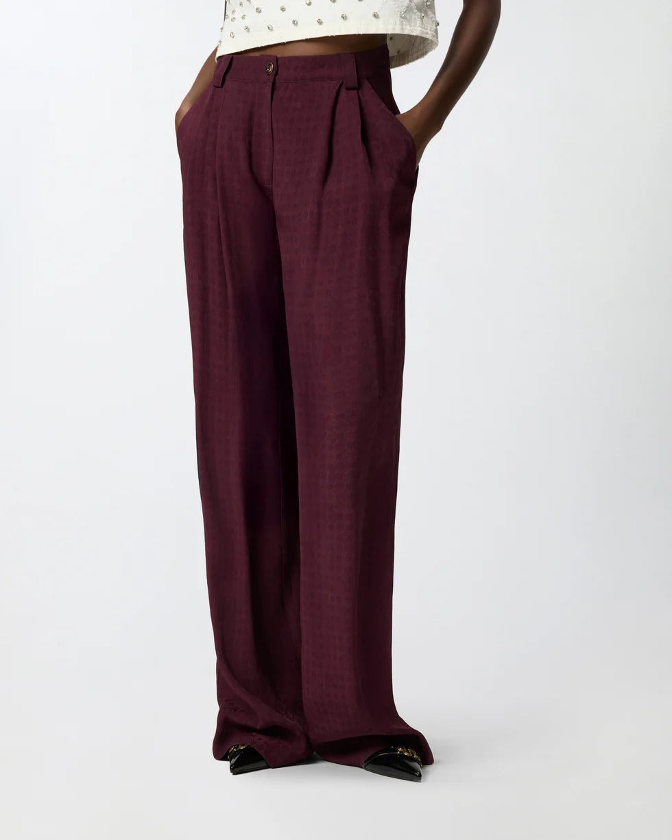 Pinko Ruth 106203 A33H pantalone jacquard Bordeaux donna
