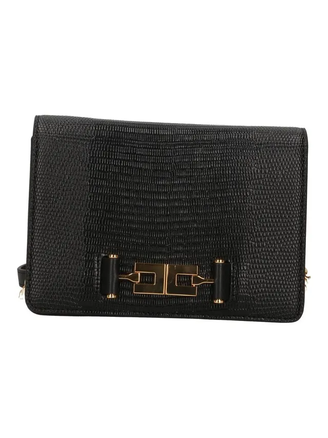 Elisabetta Franchi BS09A66E2 borsa nera tracolla ecopelle