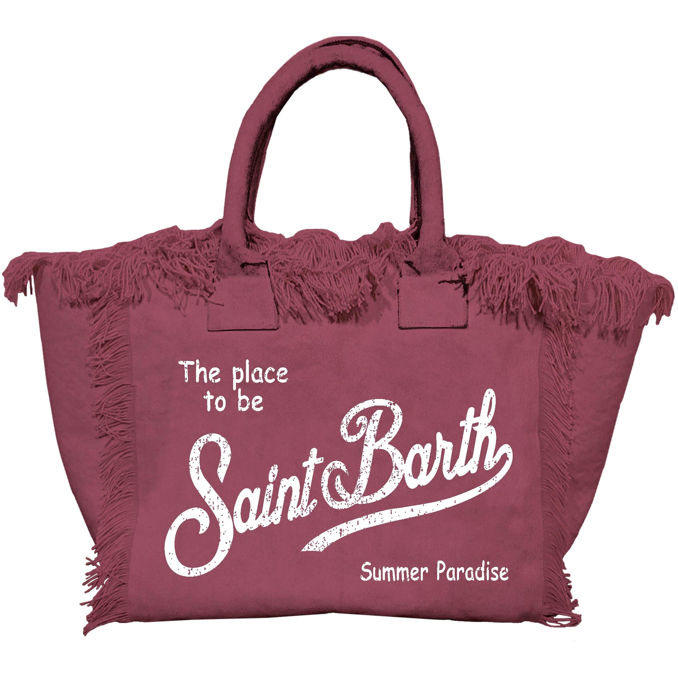MC2 Saint Barth Vanity 00171L borsa bordeaux canvas sfrangiata