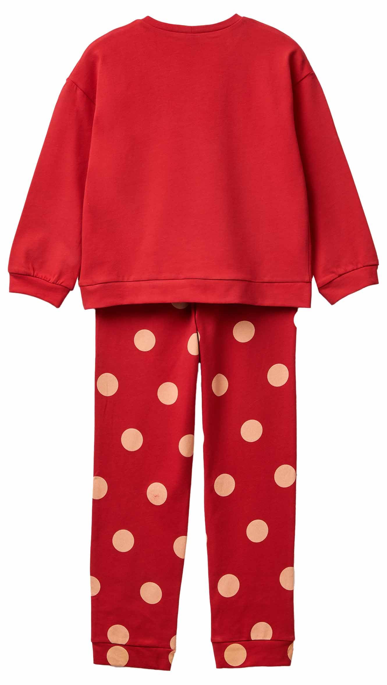 Benetton Set Pigiama Bambina Rosso Jersey Disney Cotone