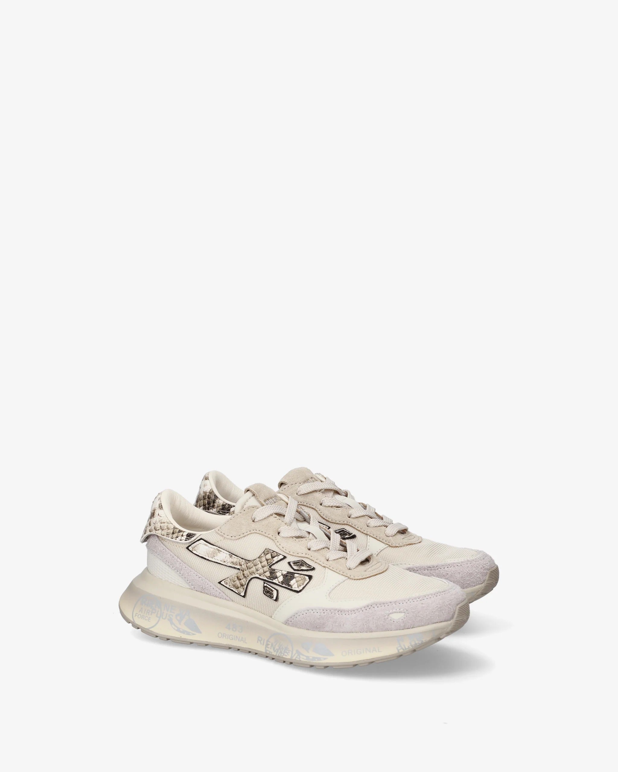 Premiata Lauryn 8183 sneakers nylon bianco beige suola 3cm