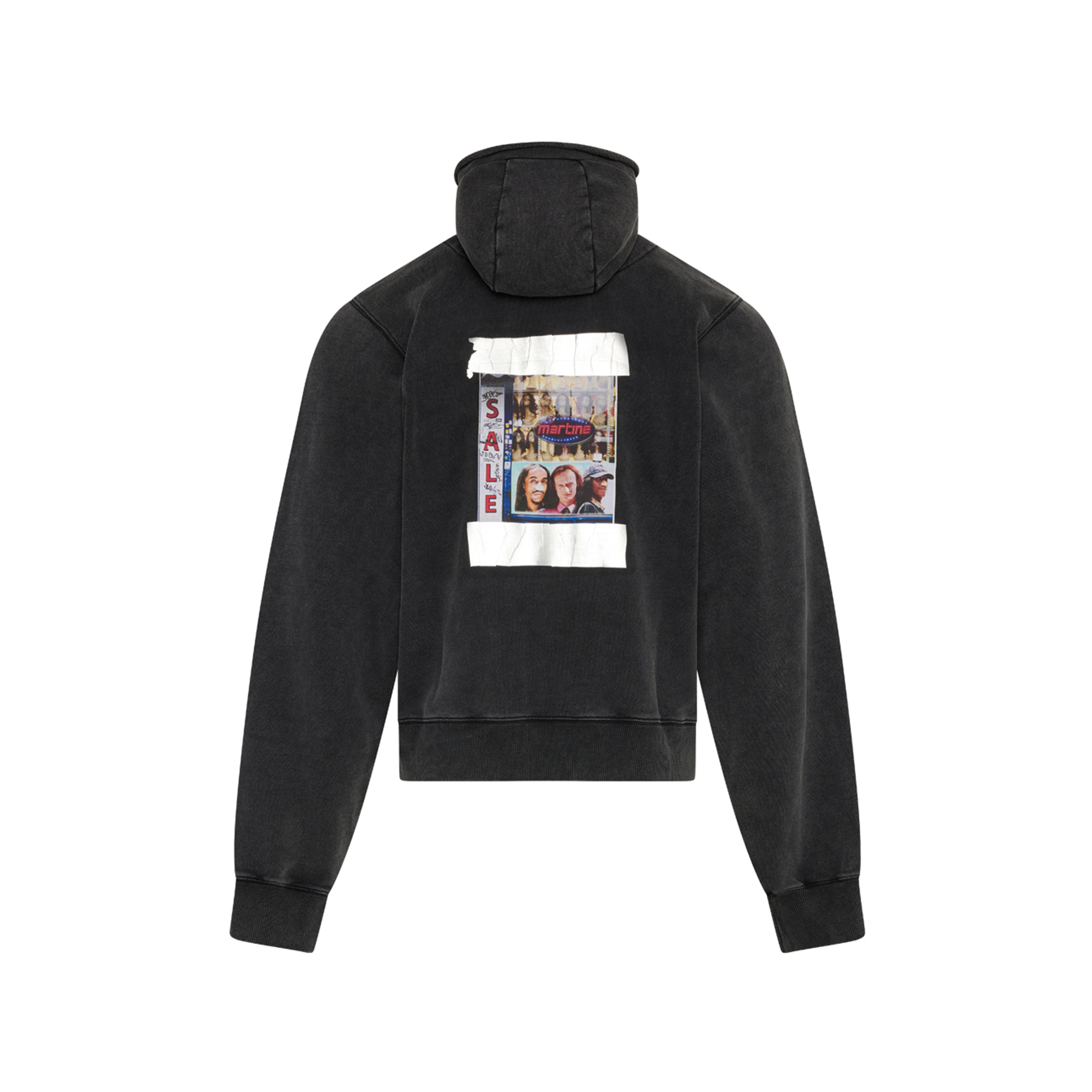 Martine Rose Hooded Zip Crew felpa nero slavato