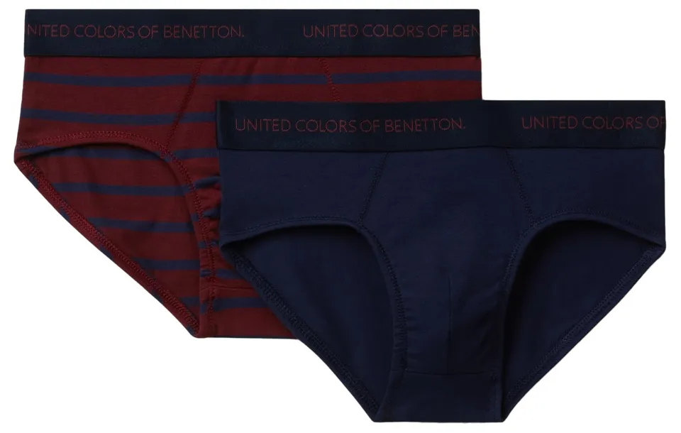 Benetton Intimo Set 2 Slip righe cotone elasticizzato
