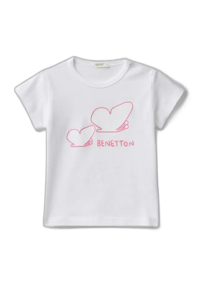 Benetton Baby T-Shirt 50 Bianco Cotone Grafica