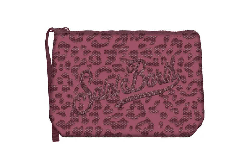 MC2 Saint Barth Aline Strass Pochette Leopard Bordeaux