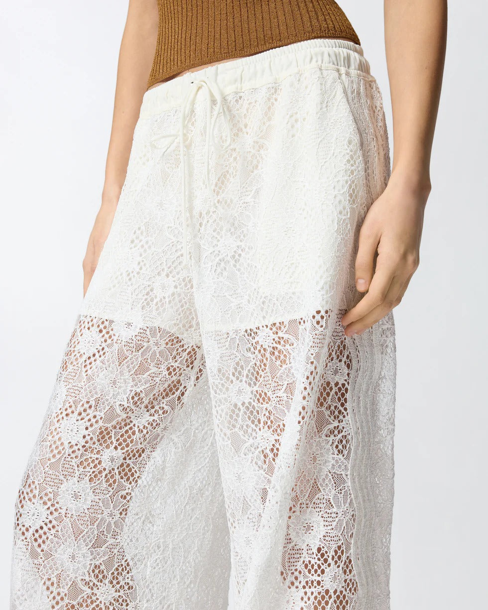 Pinko Laurie 106662 A381 Pantalone Pizzo Bianco Regular