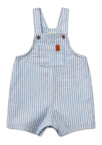 Benetton Salopette Bimbi 12 Mesi Misto Lino Rigato Tasche