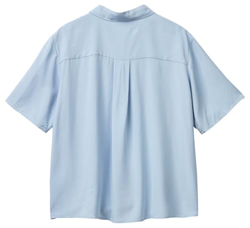 Benetton 5WPWDQ0B1 Camicia Blu Viscosa Regular