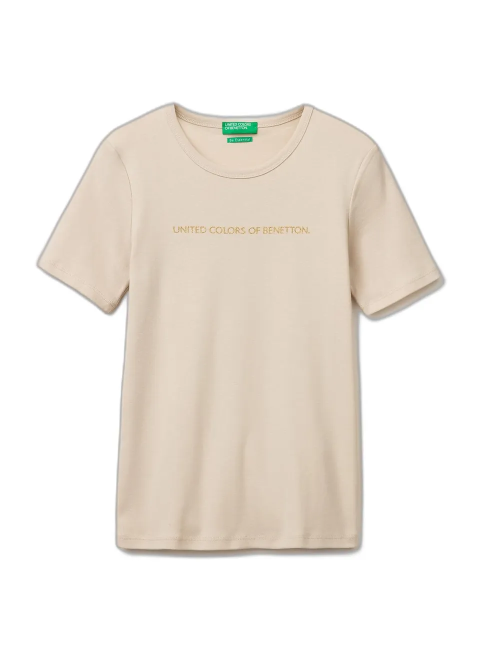 Benetton Maglietta Donna Costina Stampa Glitter Regular