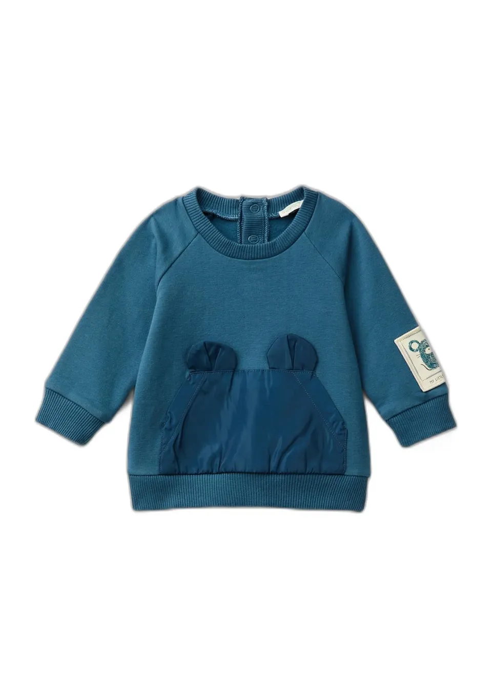 Benetton Felpe e Tute Felpa Bimbo 50 Blu Girocollo Cotone