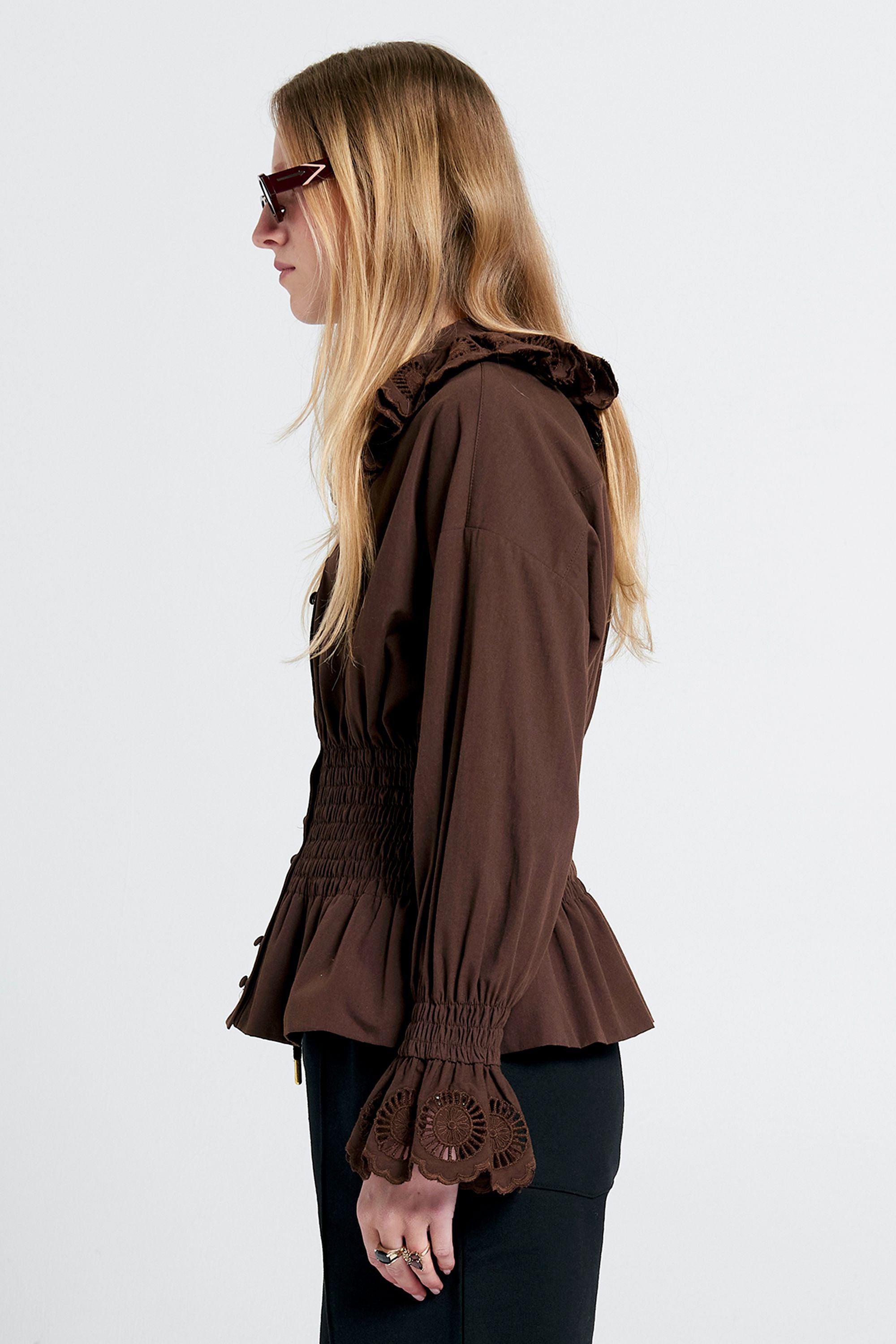 Karen Walker Treasurer Camicia Cioccolato Cotone Organico