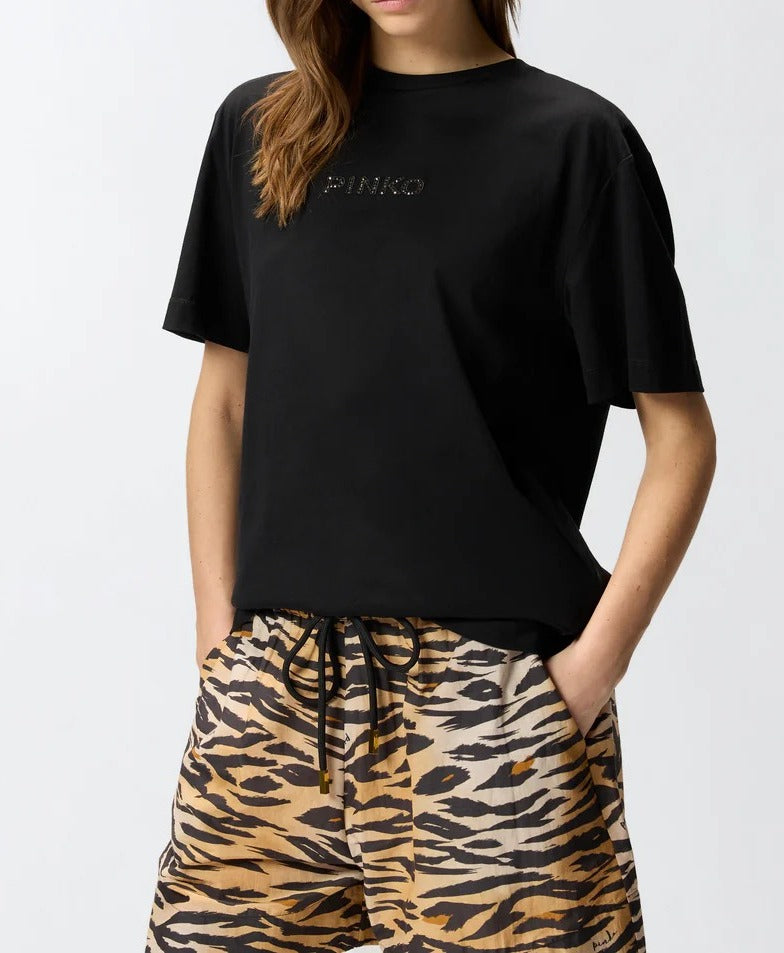 PINKO Strepitoso 105526 A33S T-shirt Nero Strass