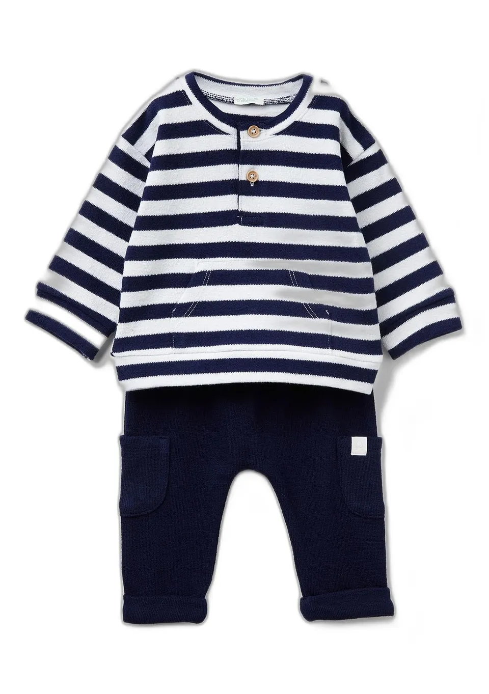 Benetton 3FQYAK01A completo bimbo felpa blu maglia righe