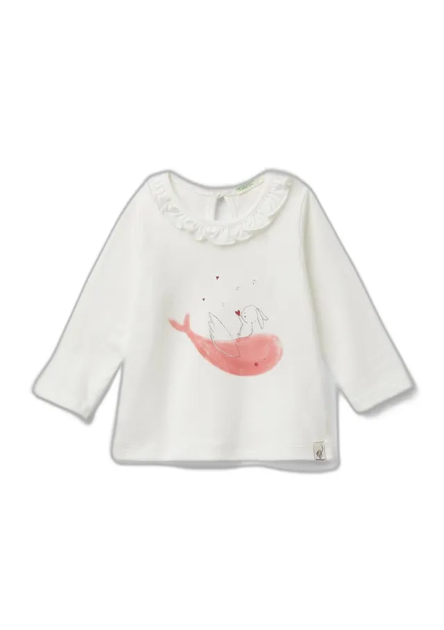 Benetton T-shirt 3y5ea105c T-shirt Cotone Bianco 50