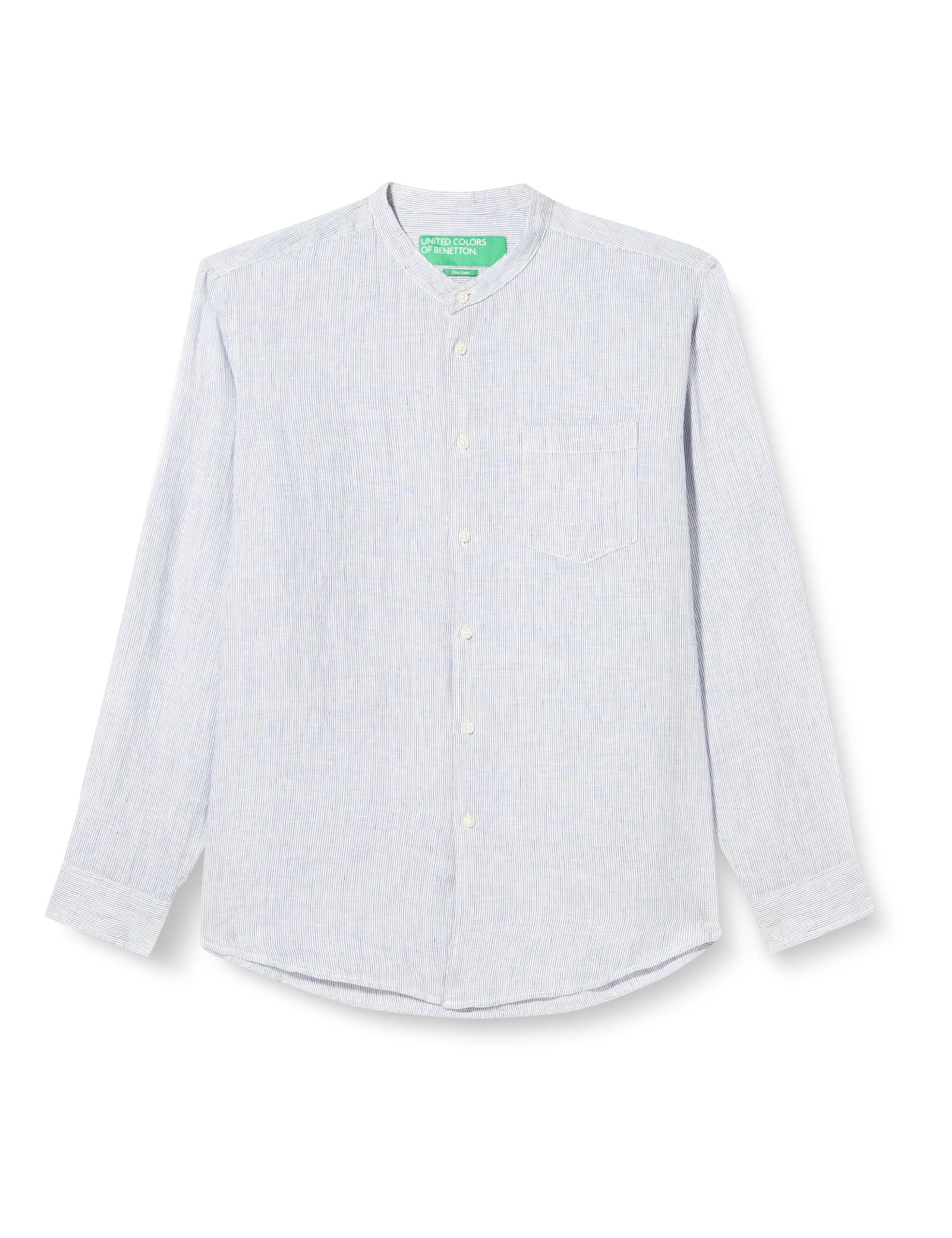 Benetton 5bku5ql08 Camicia Lino Uomo Righe 934