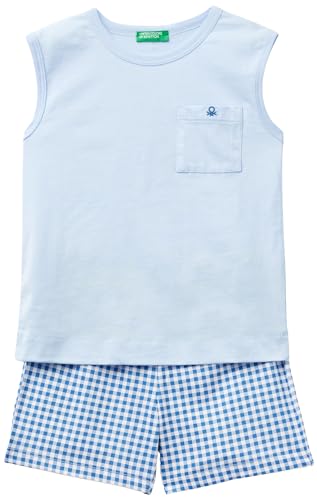 Benetton pigiamino neonato 90 canotta pantalone logo