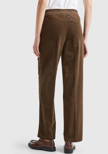Benetton pantalone donna velluto stretch gamba larga