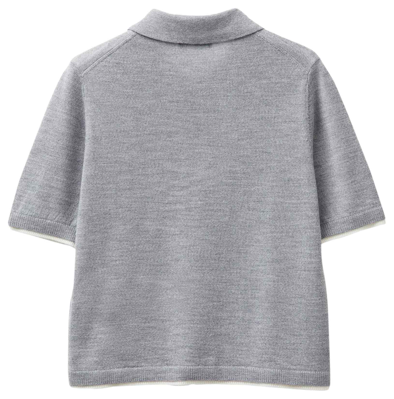 Benetton 11ahd301j Maglia Polo Grigia Lana Extrafine