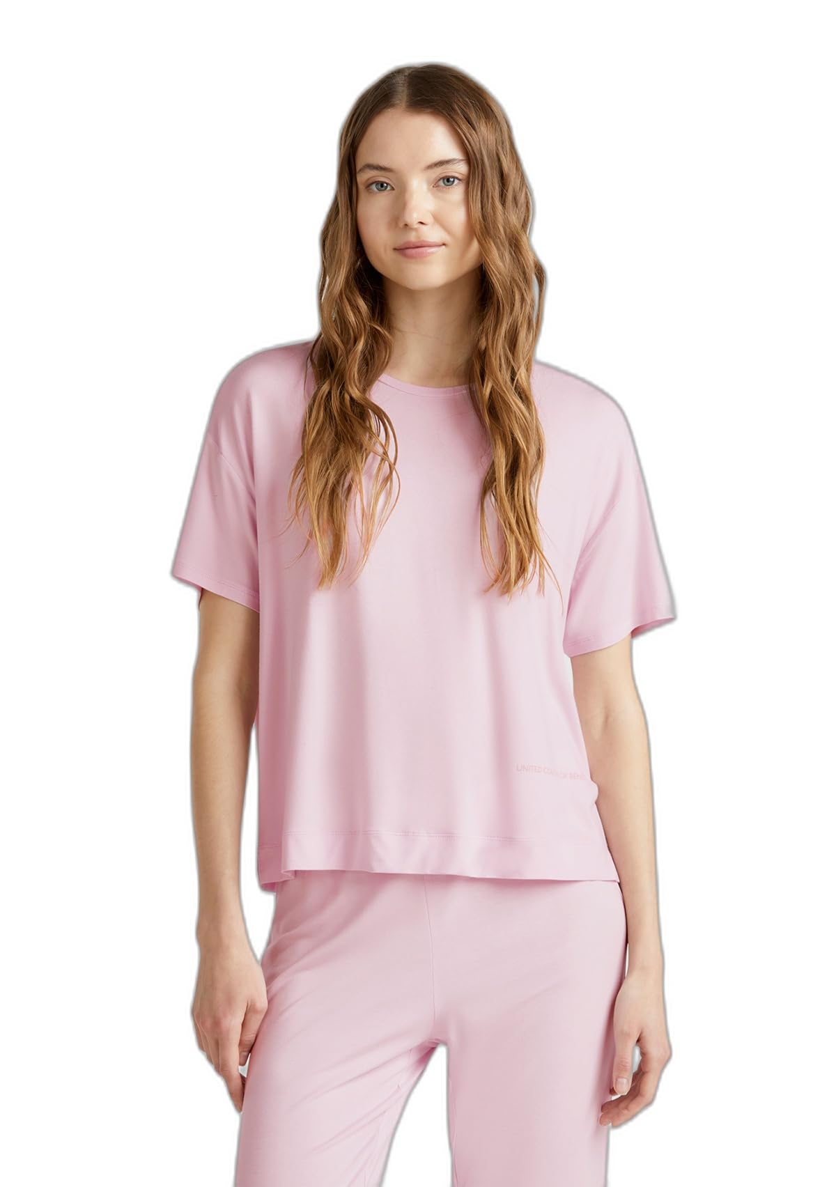 Benetton T-Shirt Pigiama Donna Modal Nero Logo
