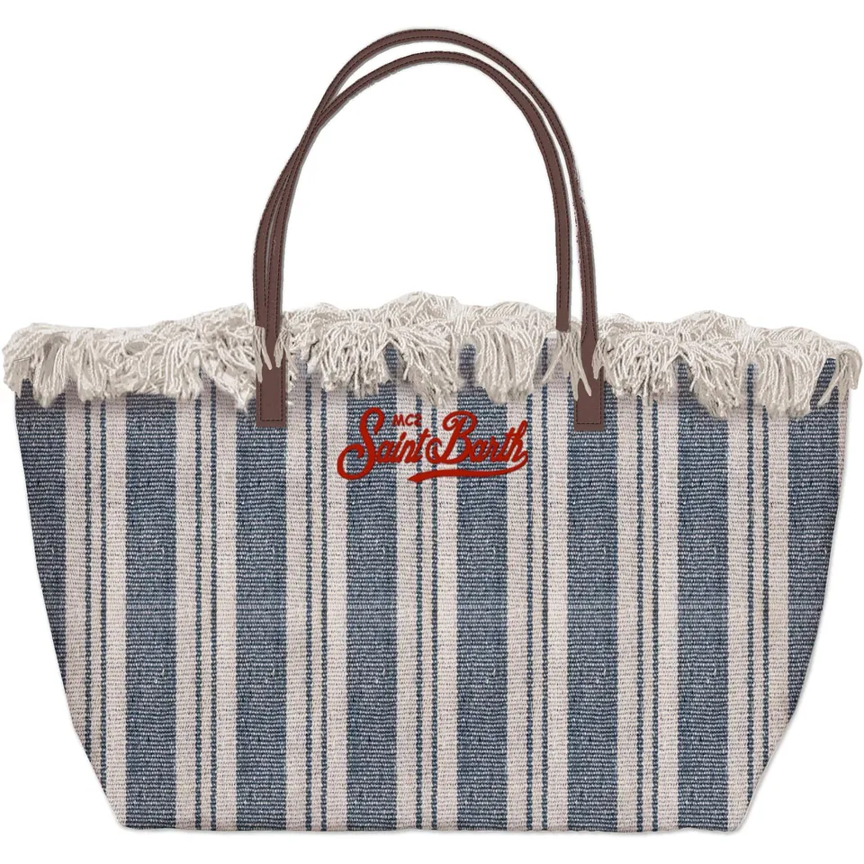 MC2 Saint Barth City Bag Fringe 01762L Borsa Double Stripes Navy