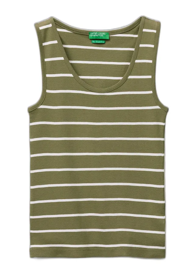 Benetton Canotta Costina Rigata Slim Fit Tinta Unita