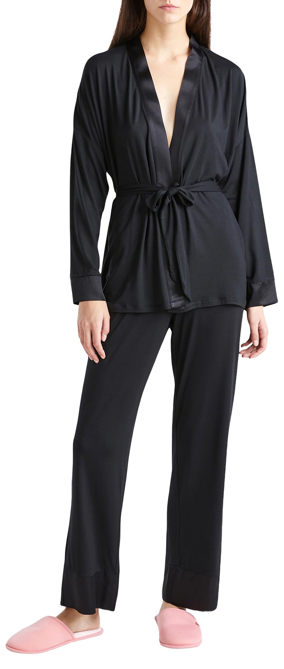 Benetton Maglia Cardigan Vestaglia Modal con Cintura