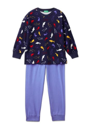 Benetton Pigiama Bambini Jersey Cotone Allover Taglia 90