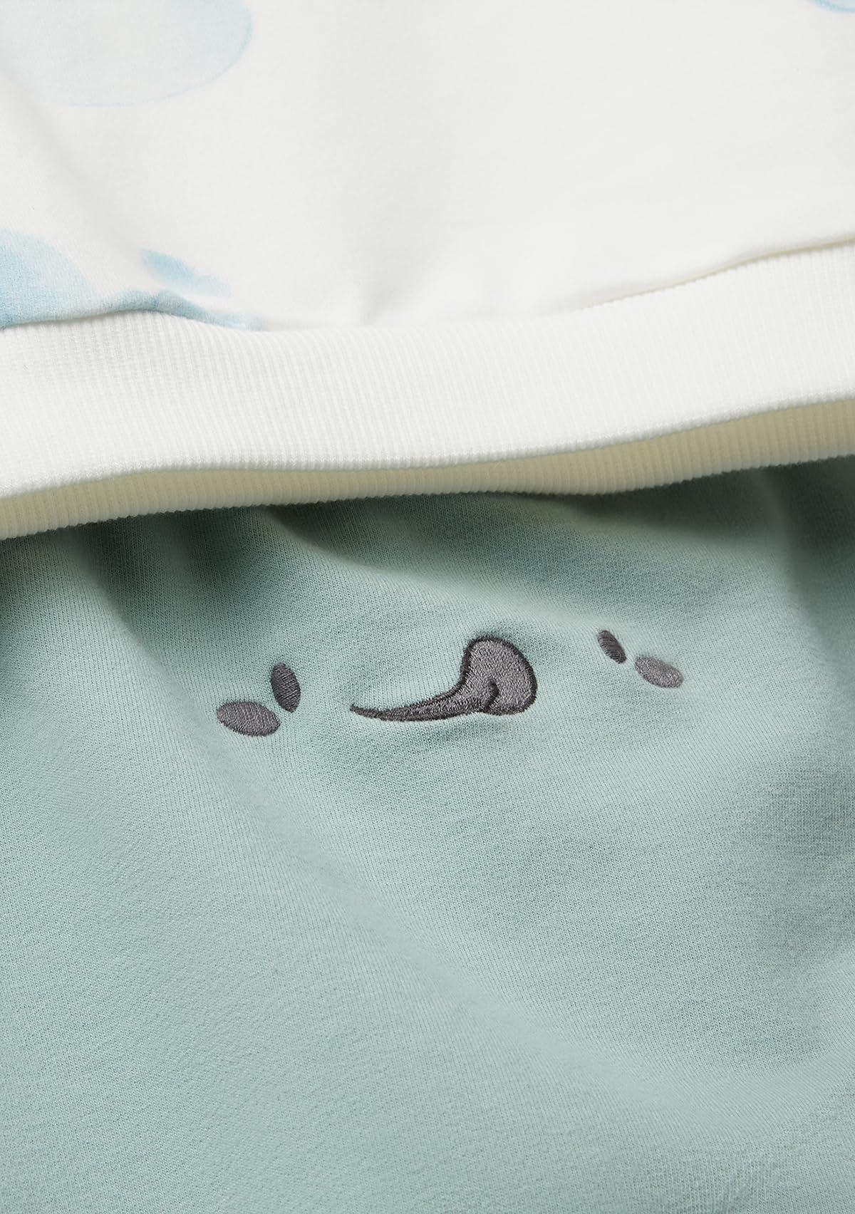 Benetton Bimbo Tuta Felpa Bianco 2 Pezzi Ricamo Orecchie